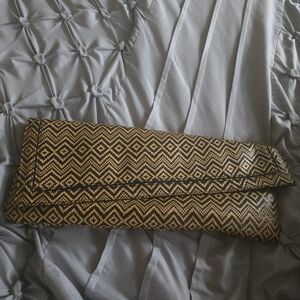 BCBGMaxAzria Black & Gold Woven Geometric Foldover Clutch
